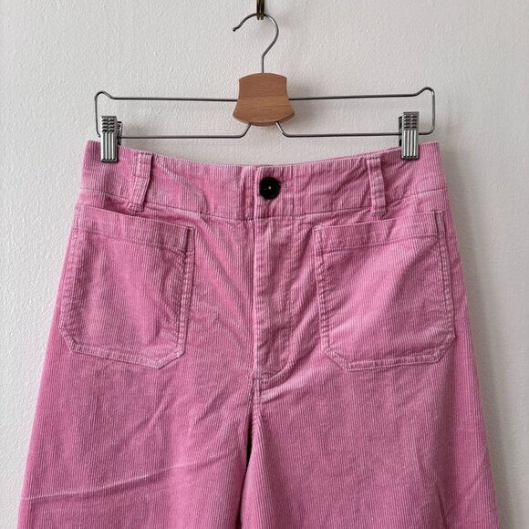 Anthropologie Maeve The Colette Cropped Wide Leg Corduroy Pants in Pink - Picture 6 of 10